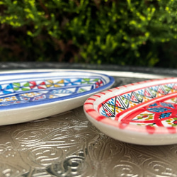 チュニジア・ナブールの陶器　19cmオバール皿　2枚セット　テンション上がる風車 23＆ベルベル情熱の赤27 3枚目の画像