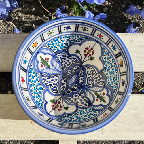 チュニジア・ナブールの陶器 ボウル13cm 2個セット 人を酔わす青 55＆