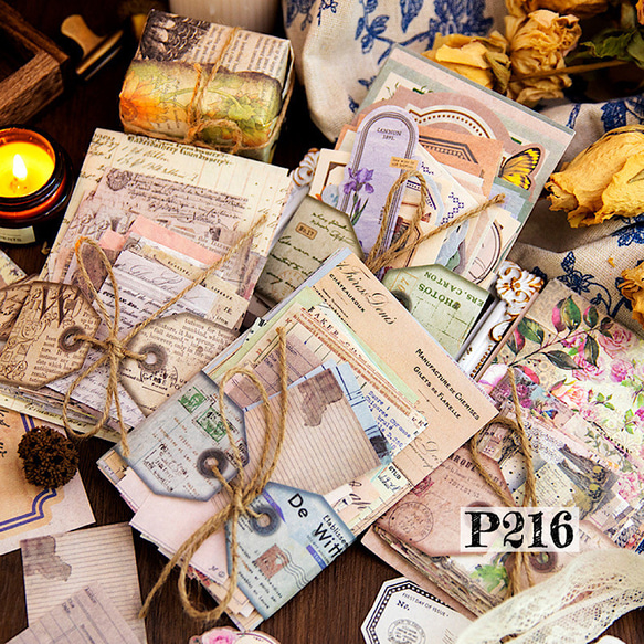 送料無料【P216コラージュ素材】海外紙モノ ジャンクジャーナル 手帳 