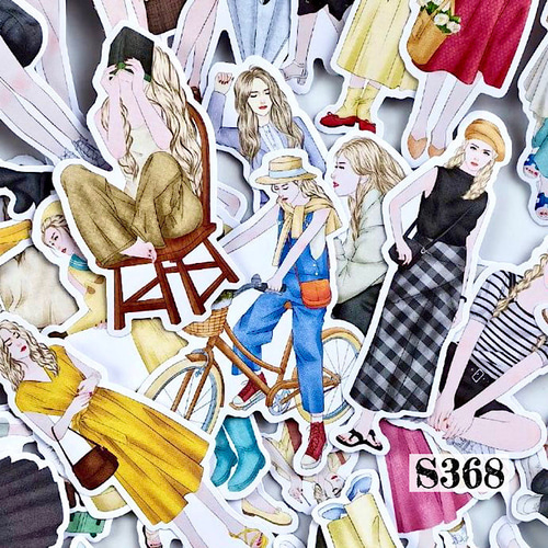 送料無料【S368コラージュ素材】海外シール 女の子 人物 手帳