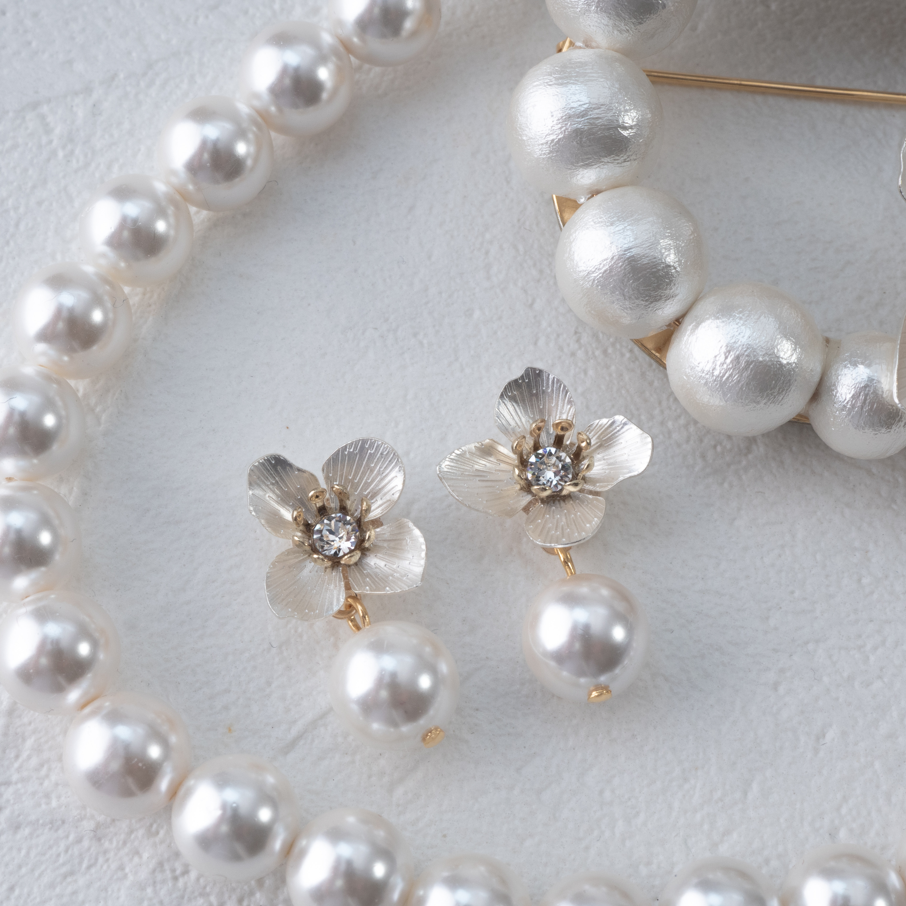 【Creema限定 新春福袋】プレシャスゴールドフラワー３点セット【卒業式、入学式に】金属アレルギー対応　フォーマル