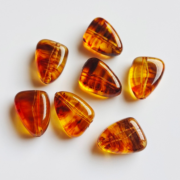 10個/18x14x8mm】縦穴 べっ甲 石ごろ型 ビーズ ハンドメイド