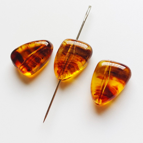10個/18x14x8mm】縦穴 べっ甲 石ごろ型 ビーズ ハンドメイドパーツ k 