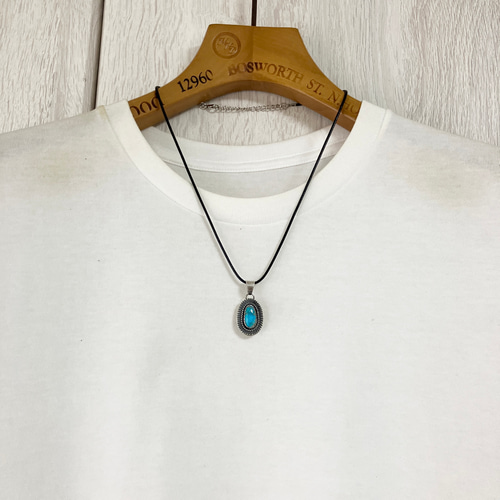 キングマン　ターコイズ　コイン　ナジャ　ネックレス　#インディアンジュエリー キングマン ターコイズ トルコ石 プレート シルバー ネックレス