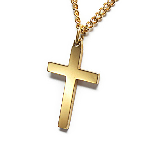 チタン製：IPゴールド仕上・クロスネックレス ◎日本製 ネックレス  