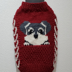 犬服♪(中型犬)ワンちゃんの顔の編み込みセーター エル・ウエーブオリジナル 1枚目の画像