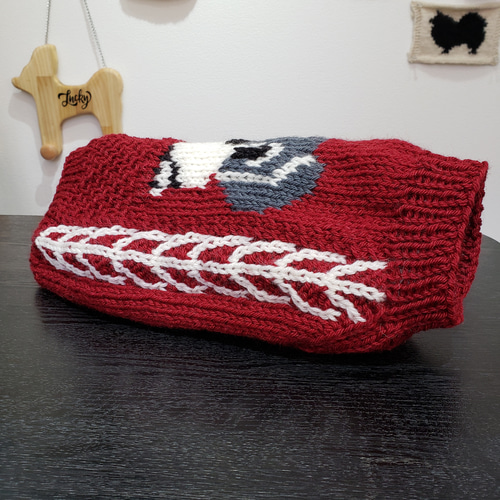 犬服♪(中型犬)ワンちゃんの顔の編み込みセーター エル・ウエーブ