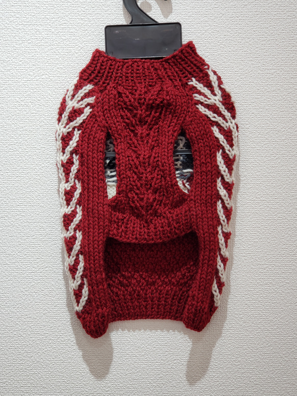 犬服♪(大型犬)ワンちゃんの顔の編み込みセーター エル・ウエーブオリジナル 2枚目の画像