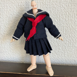 オビツ11  セーラー服3点セット　ネイビー 2枚目の画像