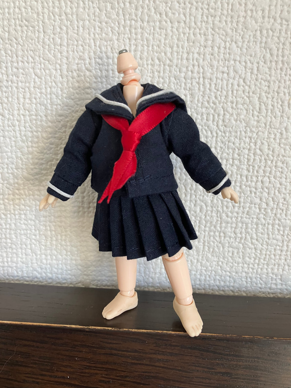 オビツ11  セーラー服3点セット　ネイビー 2枚目の画像