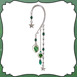 Star Star Drop Drop 綠色耳鉤適用於一隻耳朵銀色銀色適合女士男士女士男士萬聖節 第1張的照片