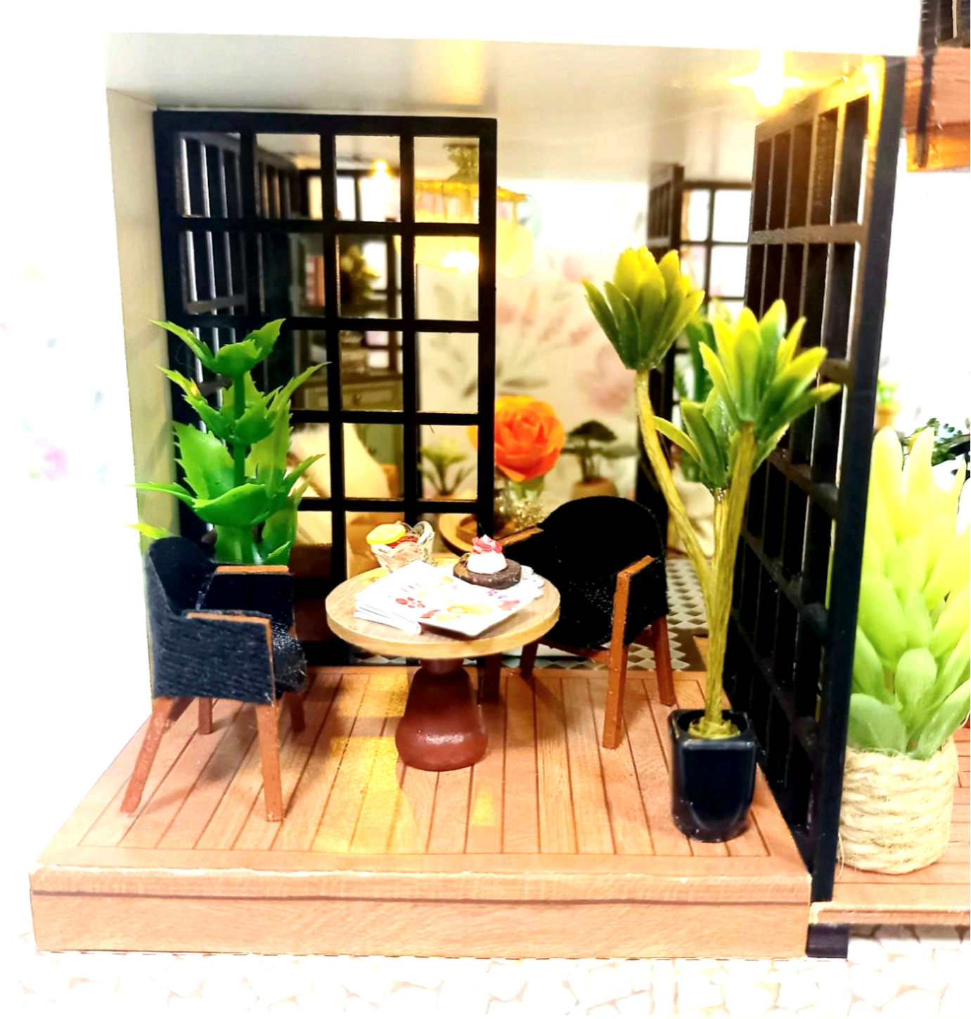 ミニチュア滝のある池泉回遊式日本庭園 ハンドメイド 送料無料 匿名 