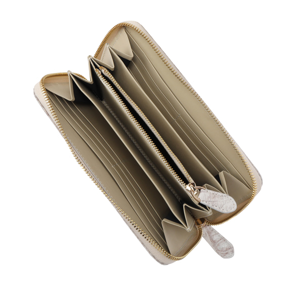 ヒマラヤ クロコダイル 長財布 一枚革 ゴールドファスナー メンズ レディース 耐久性と個性を兼ね備えたロングウォレット 7枚目の画像
