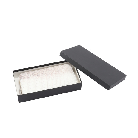 ヒマラヤ クロコダイル 長財布 一枚革 ゴールドファスナー メンズ レディース 耐久性と個性を兼ね備えたロングウォレット 9枚目の画像
