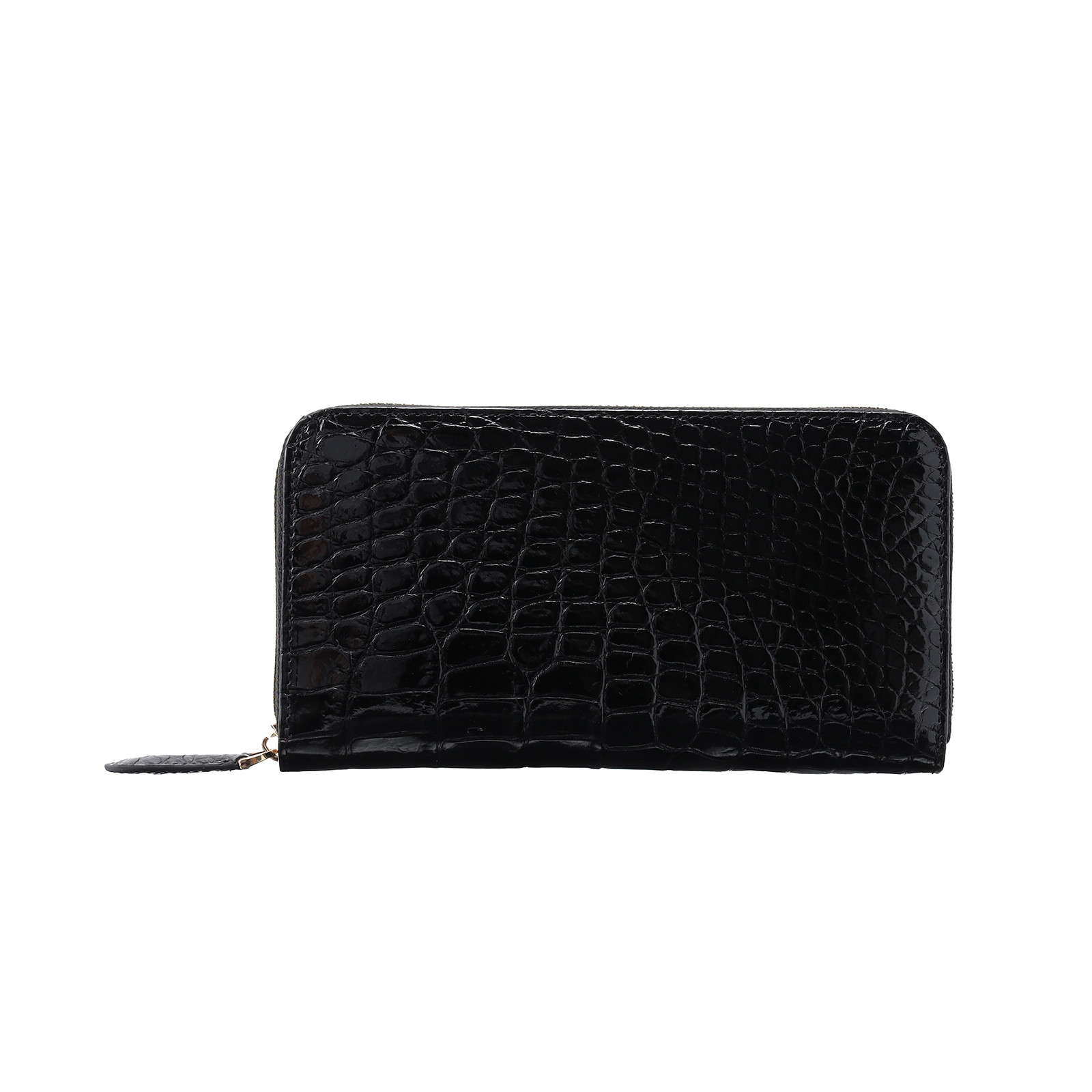 クロコダイル本革 シャイニング ブラック 長財布  メンズ レディース 高級 ロングウォレット 職人 光沢 グレージング