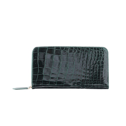クロコダイル本革 シャイニング グリーン 長財布 メンズ