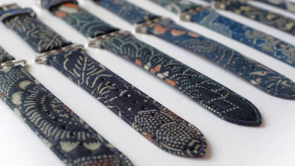 アップルウォッチバンド Apple Watch バンド オリジナルデザイン 手縫い製作 古代の染め方 贅沢古い綿 本革 10枚目の画像