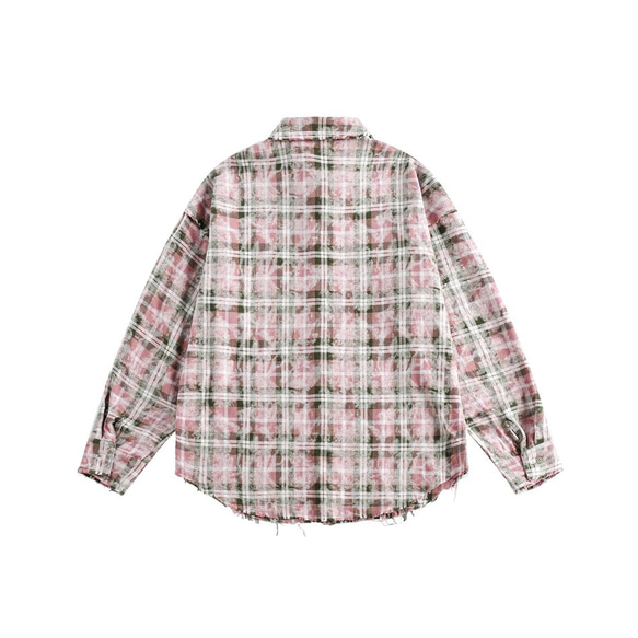 24春の新品メンズ・レディース共用・レトロなチェックシャツ長袖シャツ 2カラー 20-1356 15枚目の画像