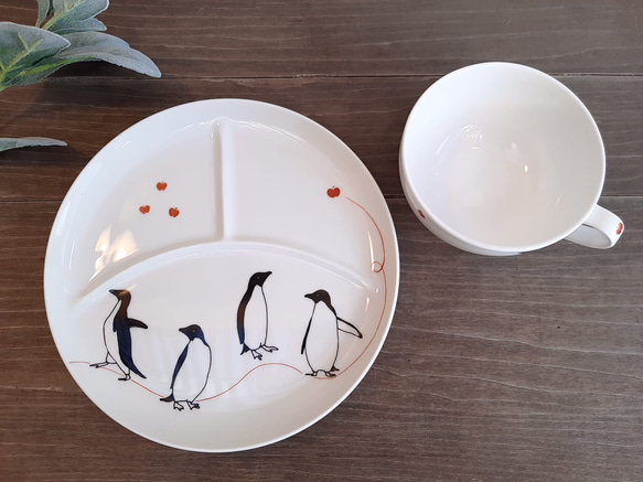 【SALE】ペンギンとりんごのプレートセット 2枚目の画像