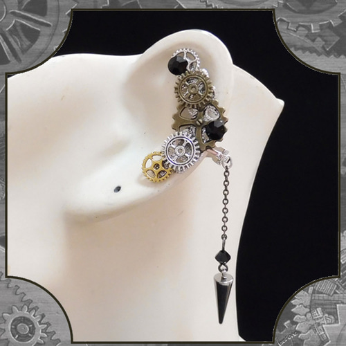 スチームパンク steampunk 歯車 ゼンマイ 黒ブラック 銀 シルバー