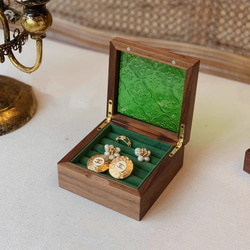 復古風格!! 緊湊型木盒 戒指盒 配件收納 花卉圖案 室內裝飾 第3張的照片