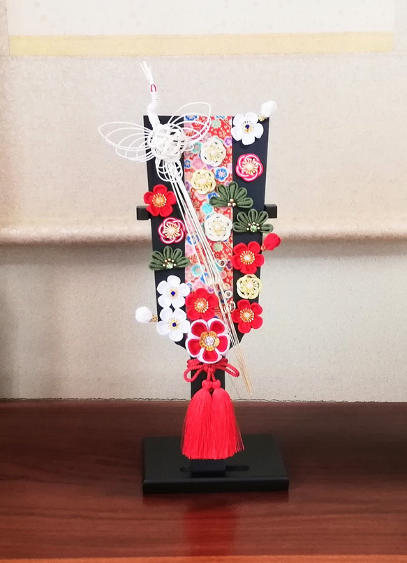 お正月飾り つまみ細工＆水引細工の羽子板飾り その他インテリア雑貨