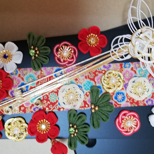 お正月飾り つまみ細工＆水引細工の羽子板飾り その他インテリア雑貨