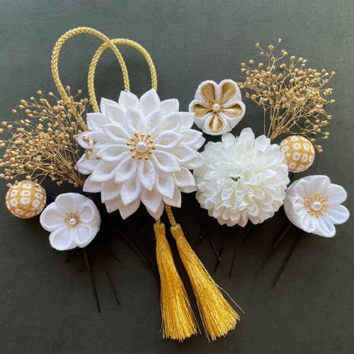 つまみ細工 成人式 髪飾り つまみ細工髪飾り 【L-07】成人式・和装に ヘアピン Hug 通販