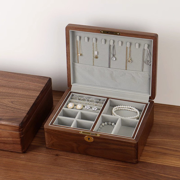 女性のためのジュエリーボックス　木製のアクセサリー収納box　指輪置き　大容量ケース 6枚目の画像