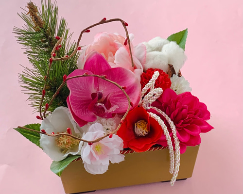 お正月飾り　胡蝶蘭ピンク　白　水引　造花アレンジメント d416353d8bed9e690eb578c3f139c3