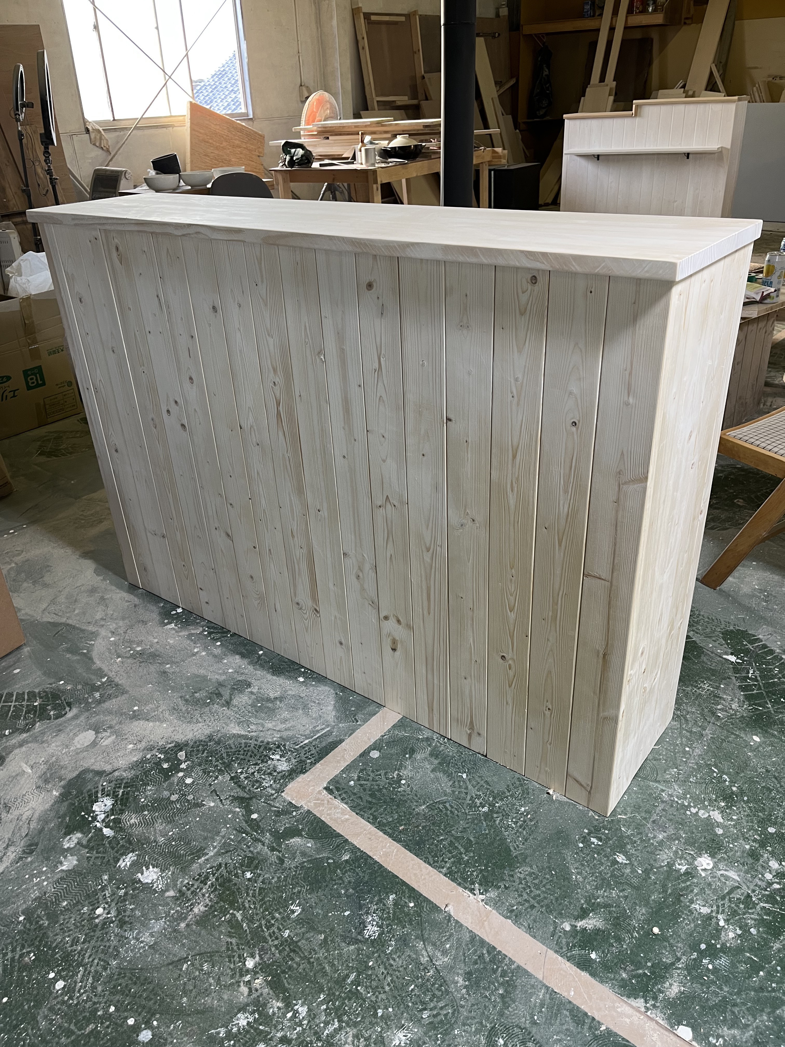 無塗装　レジカウンター　キッチンカウンター