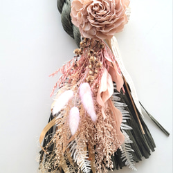 黒金水引結びミニダリアミニ金米俵しめ縄 正月 正月飾り 正月リース