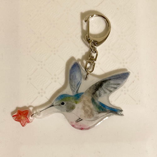 ハチドリのキーホルダー お花付き その他アクセサリー hagunana 通販