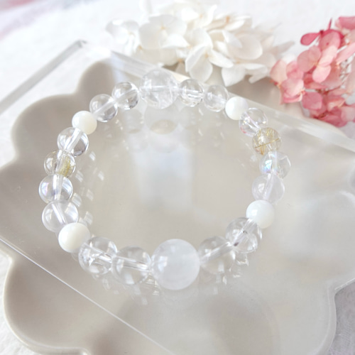 虹龍ブレス⭐︎ローズクォーツ&水晶 虹龍ブレス⭐︎ローズクォーツ&水晶