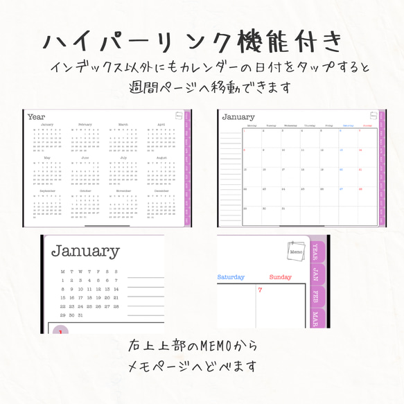 【iPad手帳】2024年1月始まりデジタルプランナー週間メモVer.✍️シンプルタイプ 7枚目の画像