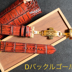 Vintage wood&black aligator 高級革時計ベルトワニ革時計ベルトアップルウォッチ時計バンド 14枚目の画像