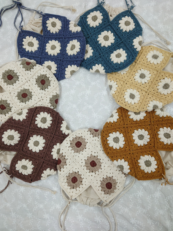 花柄モチーフ編みショルダーバッグ(7種類) ショルダーバッグ cocon