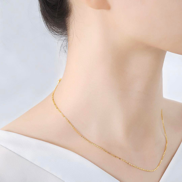 K18 シンプルチェーンネックレス44cm 刻印あり K18 華奢でシンプルチェーンネックレス 44cm ネックレス・ペンダント