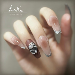 モカベージュガラスフレンチネイル ネイルチップ（つけ爪） Lack