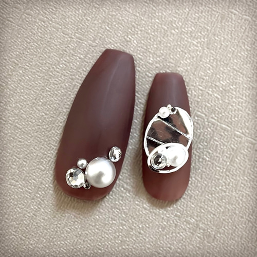 モカ ネイルチップ モカベージュガラスフレンチネイル ネイルチップ（つけ爪） Lack