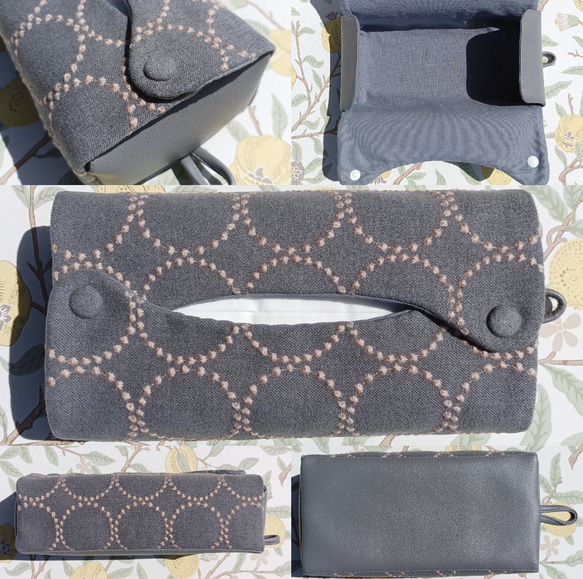 ♥累計販売200点♥⭐椅子張り用高級生地⭐ミナペルホネン　くるみボタンのティッシュケース　鼻セレブ　タンバリン　受注制作 9枚目の画像