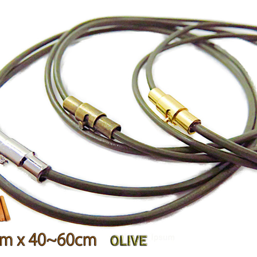本革紐 ネックレス 丸紐 オリーブ 2mm 40cm 45cm 50cm 55cm 60cm