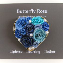 ハート型の薔薇ブローチ兼ネックレス(青) 1枚目の画像