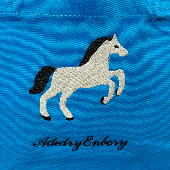 【特別セール限定】【送料無料】お馬さんの刺繍のキャンバスデイリーミニトートバッグ 4枚目の画像