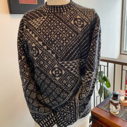 再　再　Lサイズ　幾何学模様　編み込みセーター 2枚目の画像