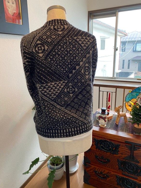 再　再　Lサイズ　幾何学模様　編み込みセーター 3枚目の画像