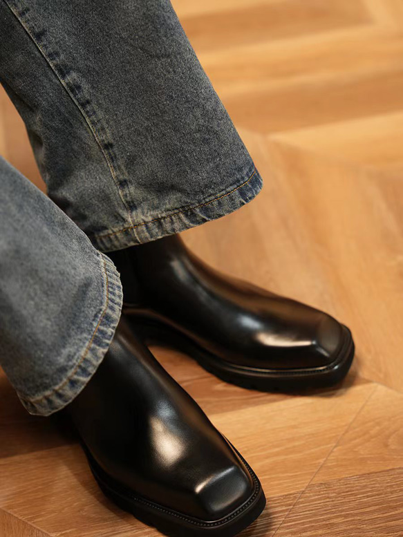 秋冬男士柔軟皮革鞋舒適時尚短靴 24 公分-27 公分 #889⭐免運費⭐ 第3張的照片