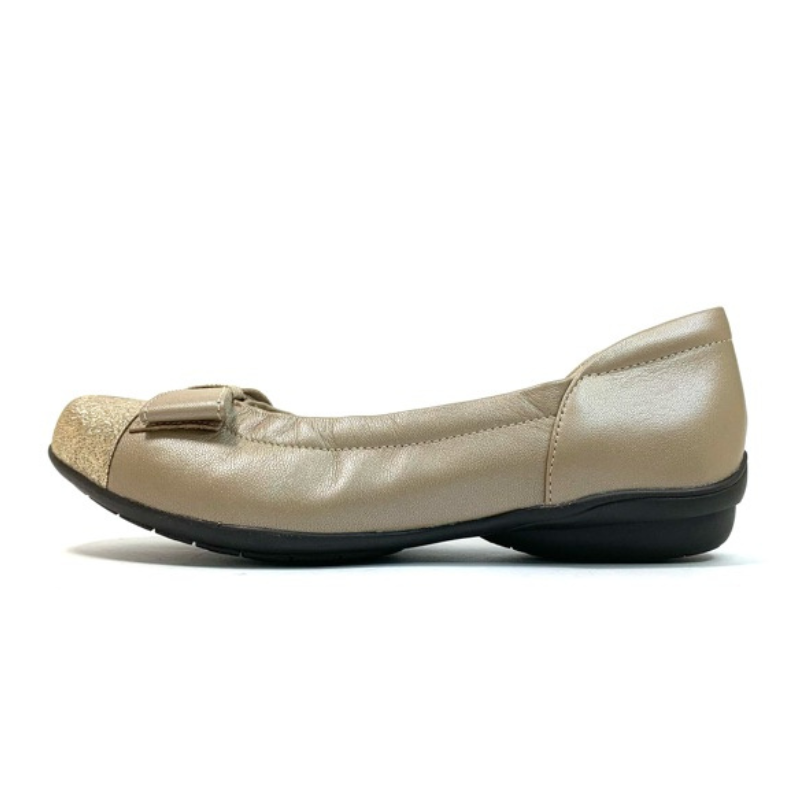 【キラキラさん】本革幅広バレエシューズ　EEE