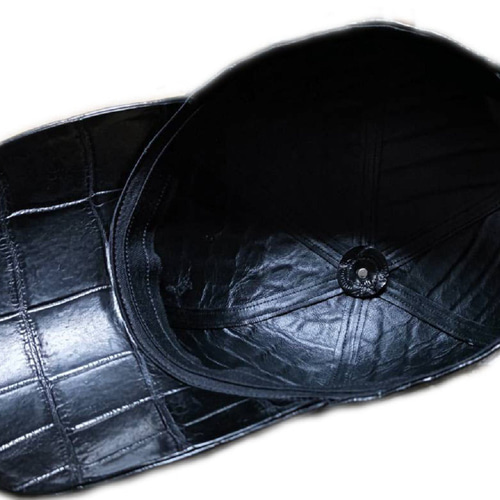 クロコダイル本革 ベースボールキャップ BK 受注生産 消臭 抗菌