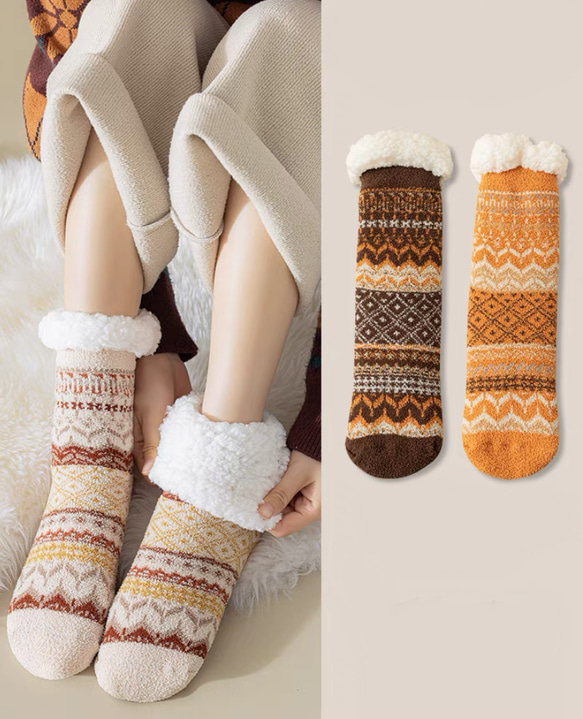 2足セット*靴下*レディース*婦人靴下、秋、冬、裹起毛 1枚目の画像